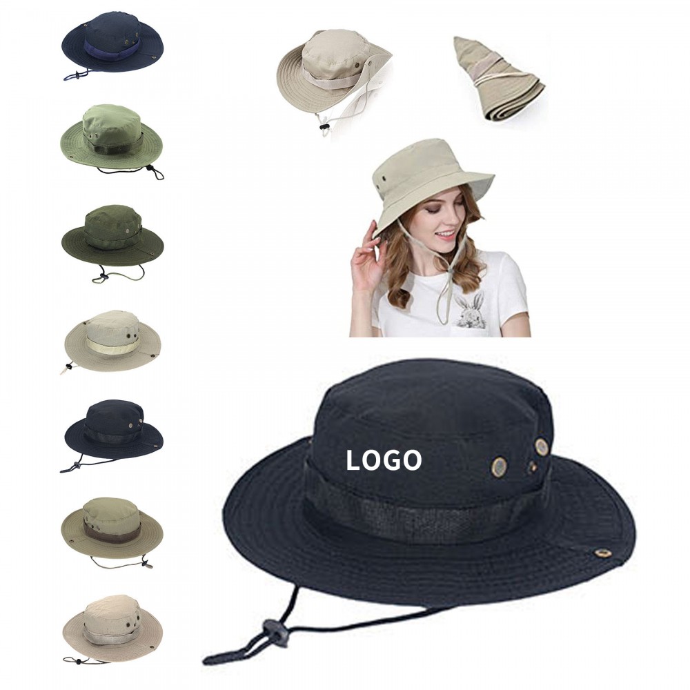 Logo Printed Wide Brim Sunshade Hat