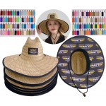 Customized Wide Brimmed Straw Hat w/Full Color Patch & Underneath- 120 Colors & MOQ 50