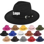 Logo Printed Vintage Tweed Cowboy Hat Felt Hat