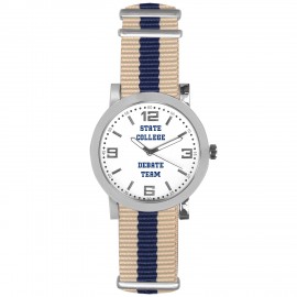 Pedre Spirit Sport Watch (Khaki Beige/Navy Blue Stripe) Logo Printed