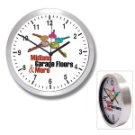 "Balance" 10" Brushed Metal Wall Clock w/Glass Lens Logo Printed