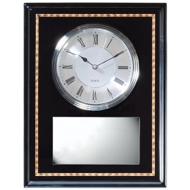 Custom Printed Black finish wall clock with an inlaid border (10" x 13")