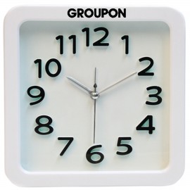 Large Retro Look Analog Alarm Clock (White) Custom Imprinted