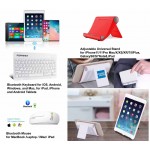 Logo Printed iBank(R) Bluetooth Mouse for Laptop / iMac/ iPad + Bluetooth Keyboard + Foldable Stand (Red)