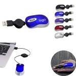 Promotional Mini Travel Optical USB Wired Mouse with Retractable Cord