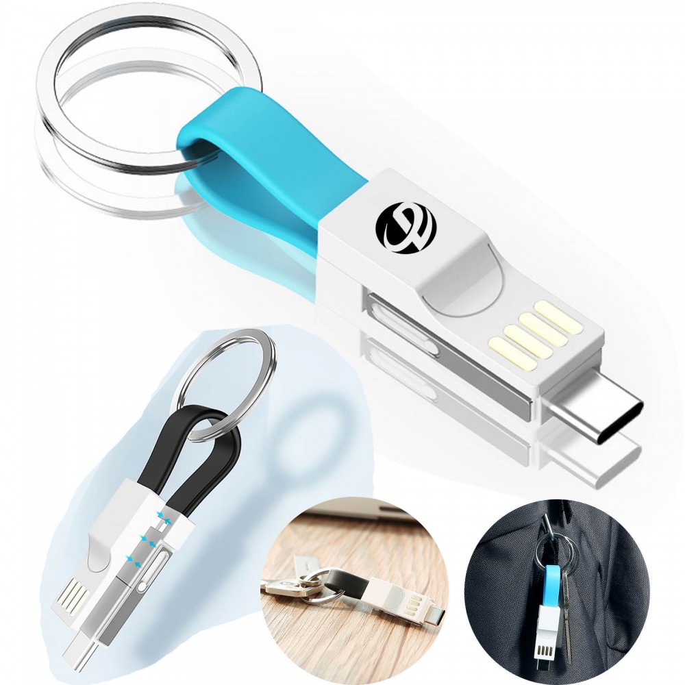 Cable Keychain 3in1 Short Fast Charging Cord with Logo