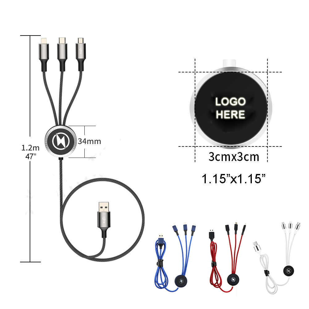 47 inch LED Multi Charging Cable with Logo