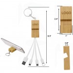 Bamboo Multi Charging Cables - Square with Logo