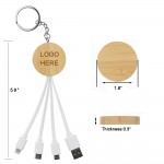 Bamboo Multi Charging Cables - Round with Logo