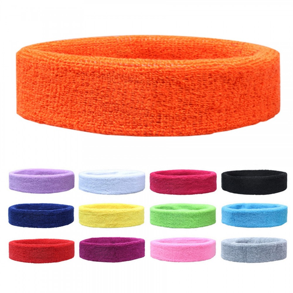 Personalized "Comfortable Cotton Terry Sports Headband for Active Wear"