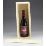 5.6" x 15.6" - Premium Engraved Birch Wood Single Wine Box - Slide Top with Logo