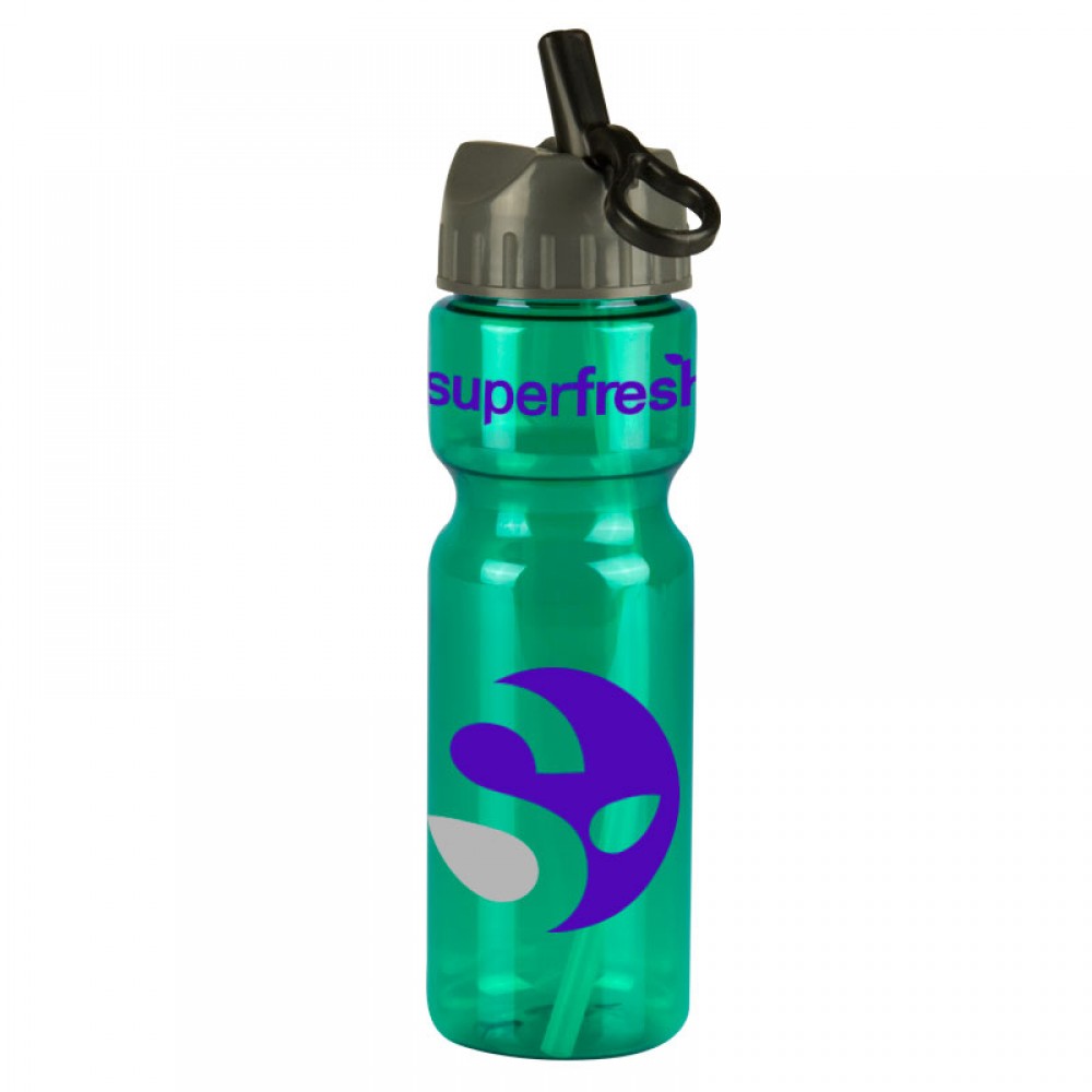 Custom Imprinted Champion 28 oz. Transparent Sports Bottle - Large Ring Straw Lid