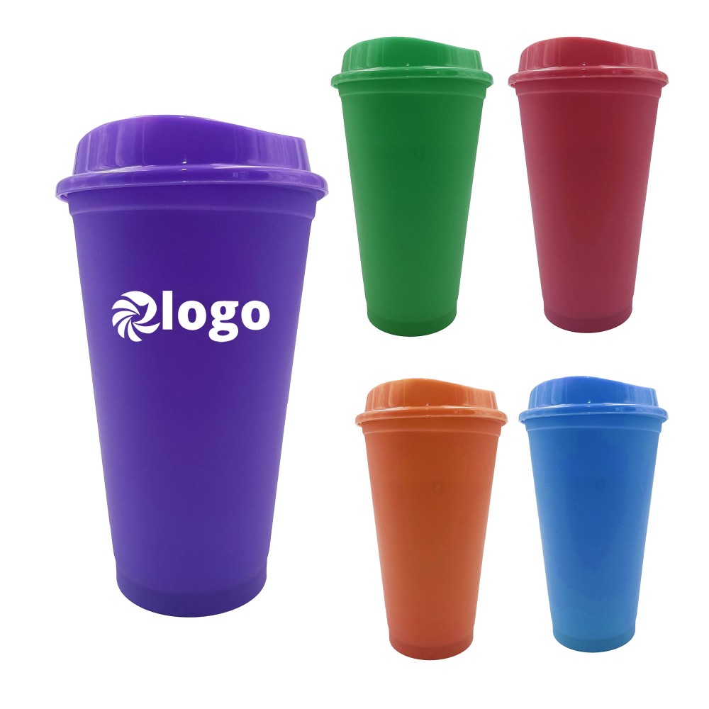 16oz Heat Color Changing Coffee Cup With Lid with Logo
