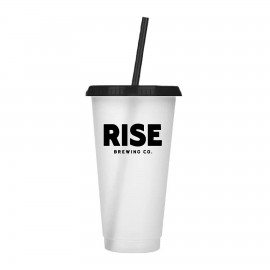 Personalized Reusable Plastic Tumbler with colored lid & Straw