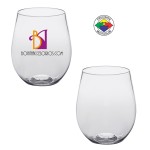 20oz BPA Free Clear Light Plastic Stemless Wine Glass - Precision Spot Color with Logo