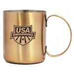 Promotional 12 Oz. Stainless Steel Moscow Mule Mug w/ Built In D Handle, Copper Coated