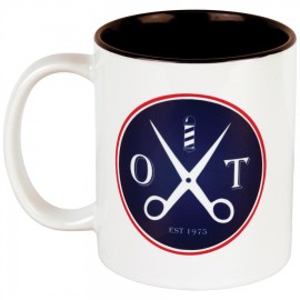 11 oz White/Black Ceramic Mug with Logo