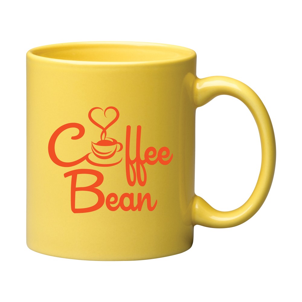 Logo Branded 11 oz. Yellow C Handle Mug