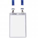Double Hook Enlarged Transparent ID Card Badge Holder with Lanyard with Logo