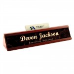 Logo Branded 2 1/4 x 9 3/8 Full Color Mahogany Executive Desk Wedge w/Business Card Slot, Insert