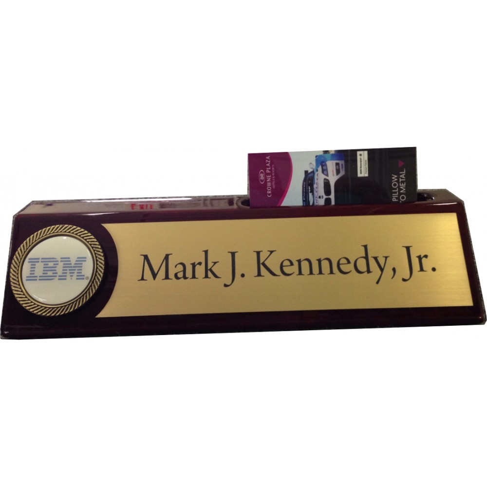 Personalized 10" Rosewood Piano Desk Wedge Card Holder