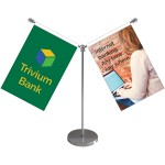 11" Metal Flagpole with Two Double Sided Flags with Logo