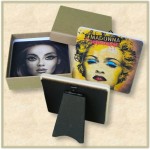 Promotional 2 Custom Square Stone Coasters with Easel Backing - Full Bleed
