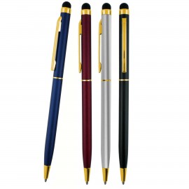 Gold Trim Metallic Twister Stylus Pen with Logo