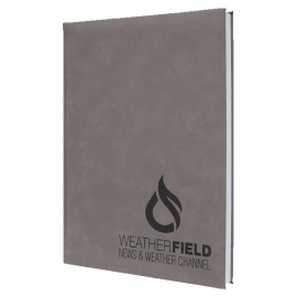 Promotional Gray Faux Leather Journal, 7" x 9 3/4"
