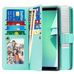 iBank(R) Samsung Galaxy Note 8 Leatherette Wallet Case (Blue) Logo Branded