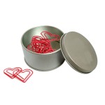Personalized Charming Heart-Shaped Paper Clips in Stylish Tin - Organize with Love!