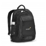 Logo Branded Alloy Laptop Backpack - Black