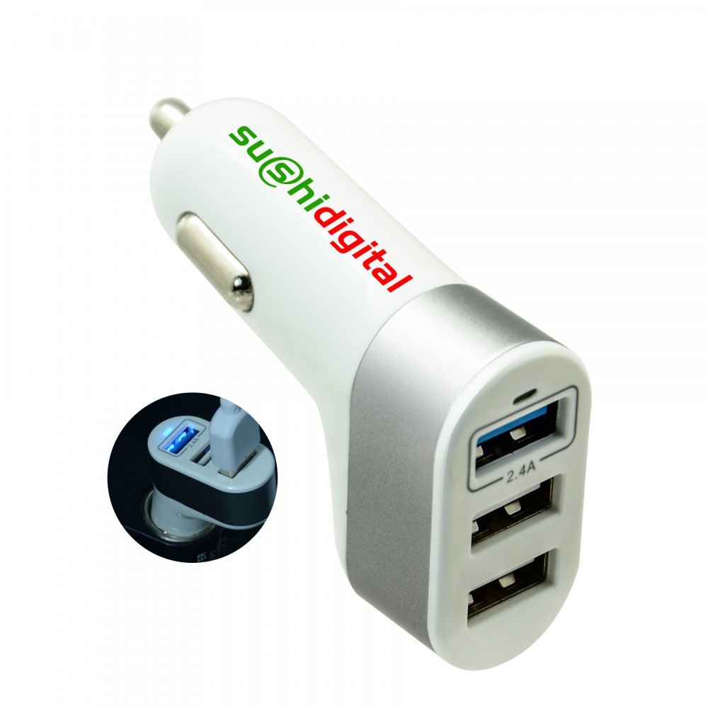 Customized Trident Car Charger - White