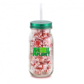 Promotional 20 Oz. Mason Jason Vintage Glass Jar filled with Candy