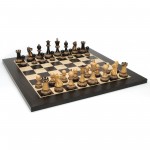 Personalized Staunton Chess Set  Weighted Chessmen with Etched Pyrography Design & Black Stained Wooden Board 19
