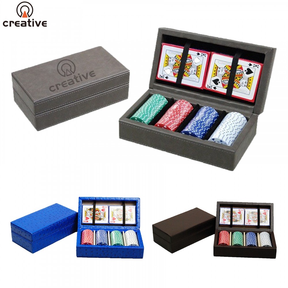 Customized 100Pcs Leather Poker Chip Box