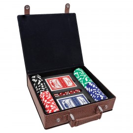 Custom Laserable Football Texture Leatherette 100-Chip Poker Set