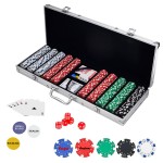 Poker Chips Set with Aluminum Chip Case - 500 6 Stripe Chips with Logo