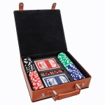 Laserable Basketball Texture Leatherette 100-Chip Poker Set with Logo