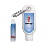 Personalized 1.9 Oz. Spf 30 Sunscreen With Carabiner & Spf 15 Lip Balm In White Tube With Hook Cap