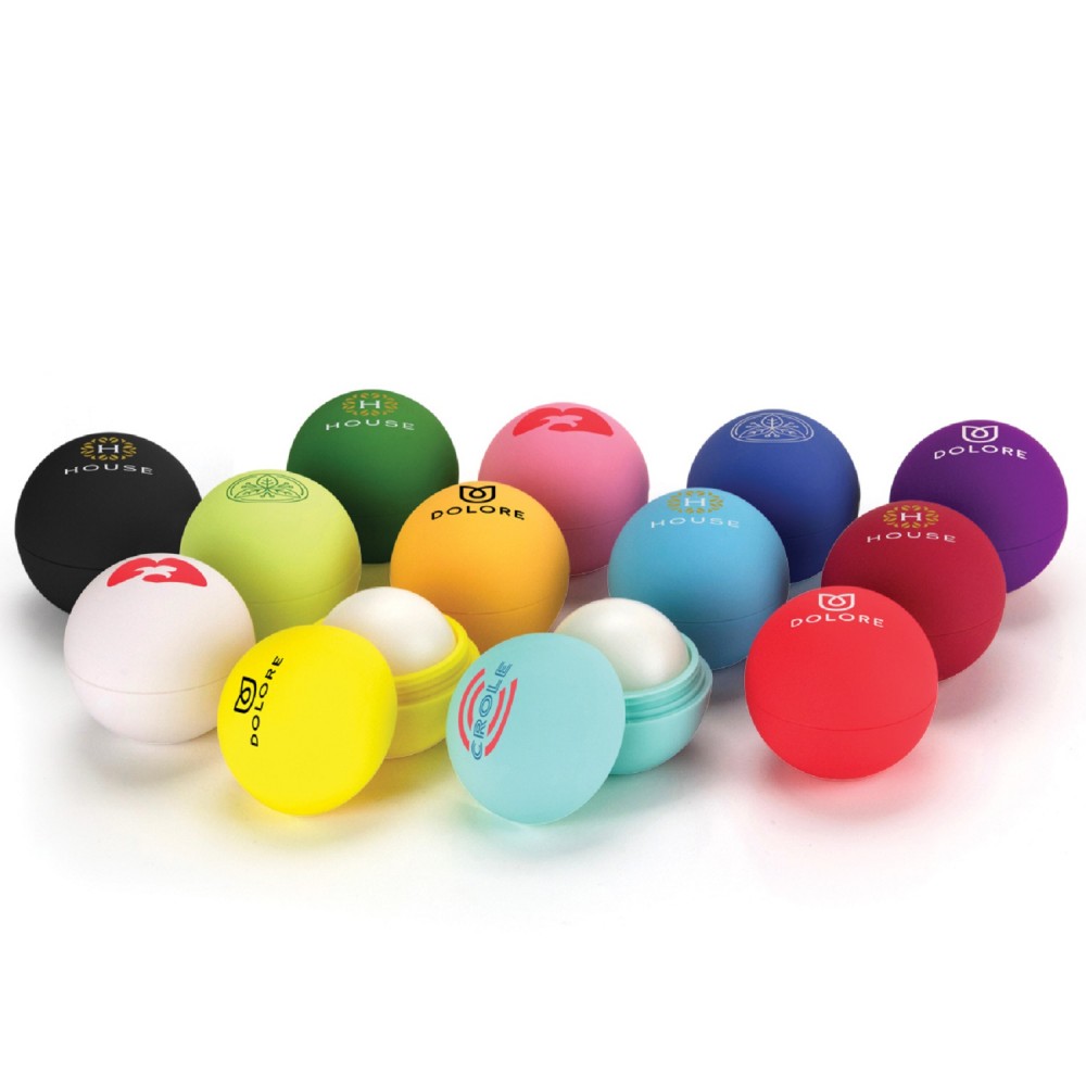 Promotional Lip Balm Ball with Moisturizer - Rubber Holder