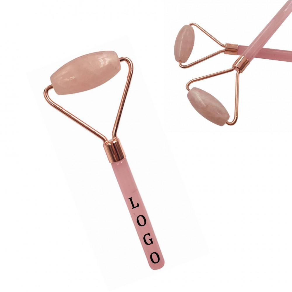 Logo Branded Rose Quartz Facial Roller Massage Tools