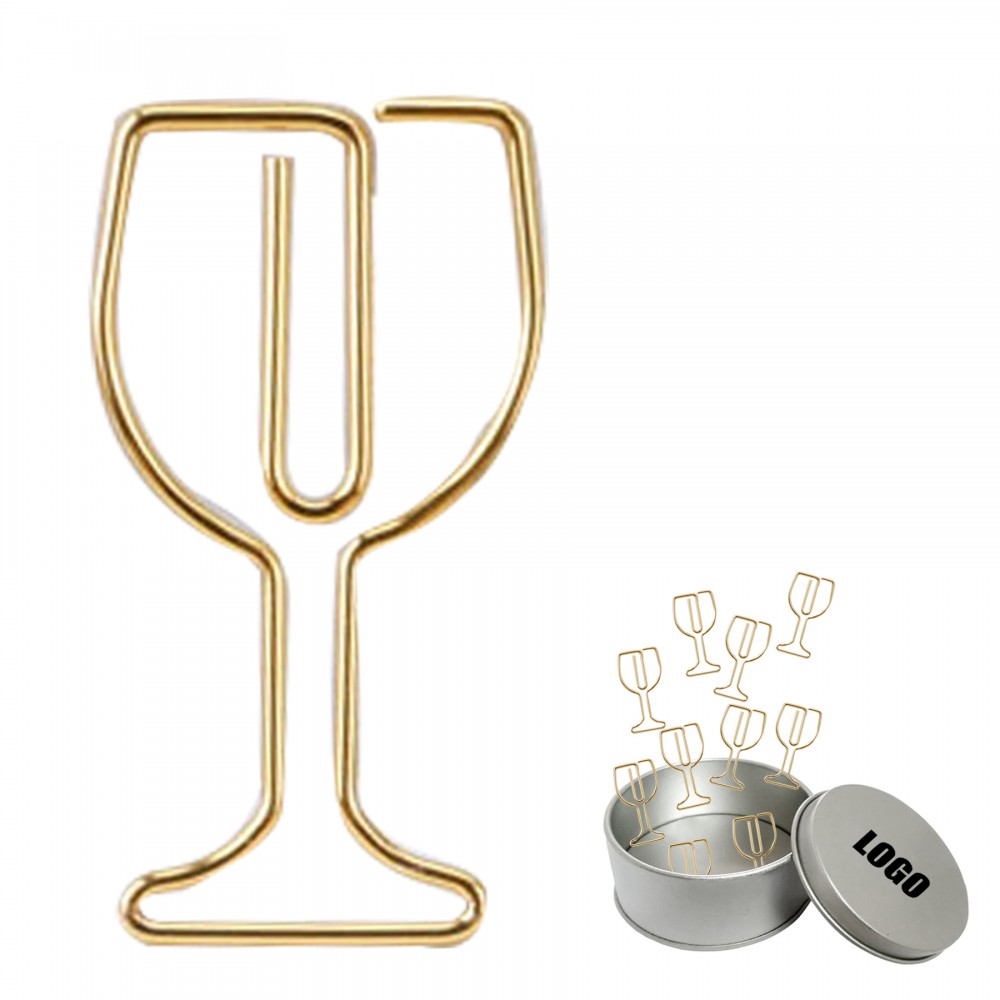 Personalized Wine Glass Paper Clips in Tin Box