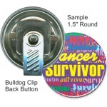Custom Buttons - 1 1/2 Inch Round, Bulldog Clip with Logo
