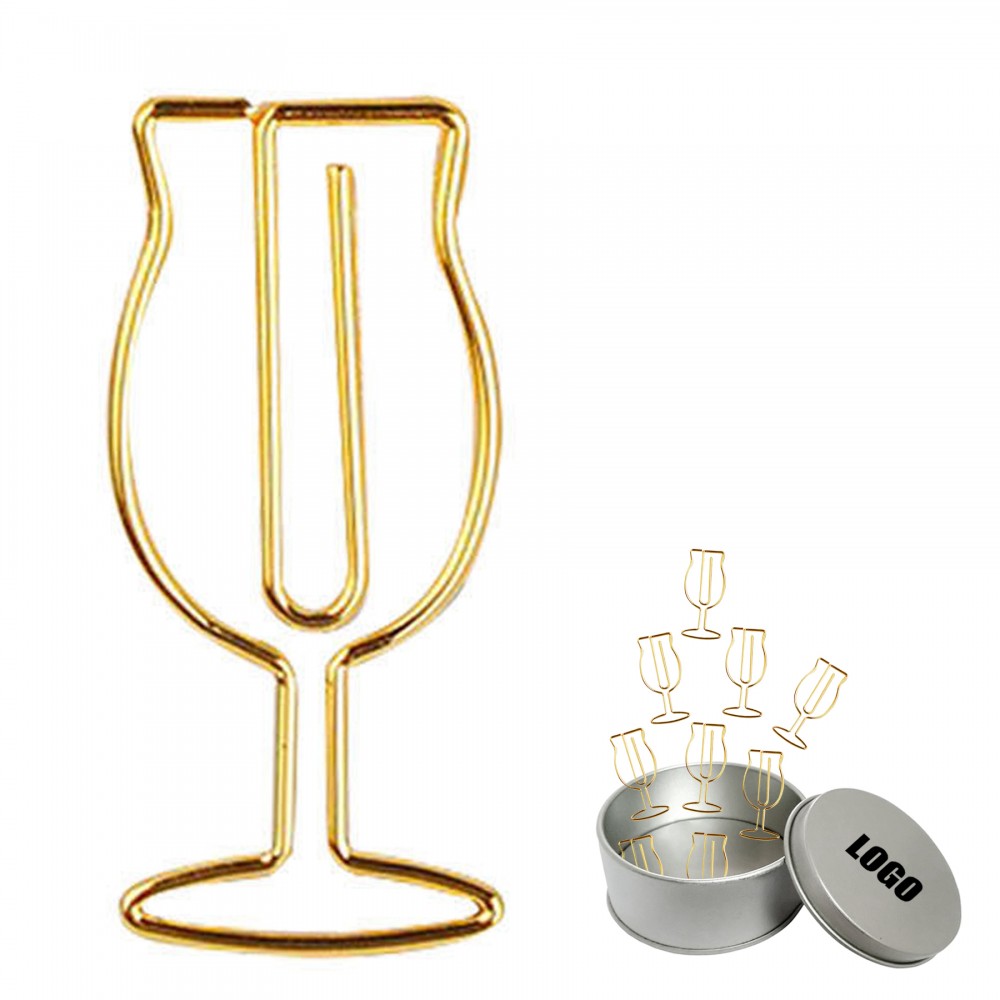 Promotional Wine Glass Paper Clips in Tin Box