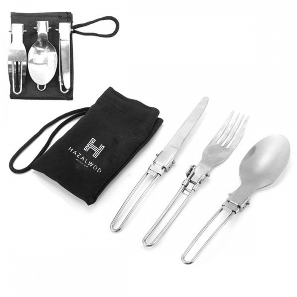 Logo Branded Folding Stainless Steel Flatware Set