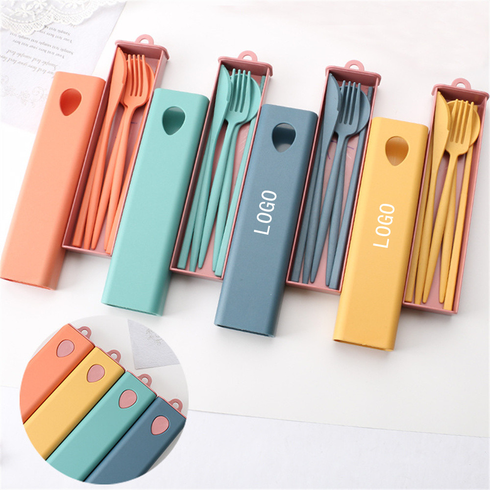 Portable Wheat Straw Cutlery Set with Logo