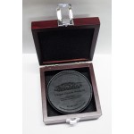 4" - Premium Leatherette Coaster Set - Red Stained Box - Laser Engraved Custom Printed