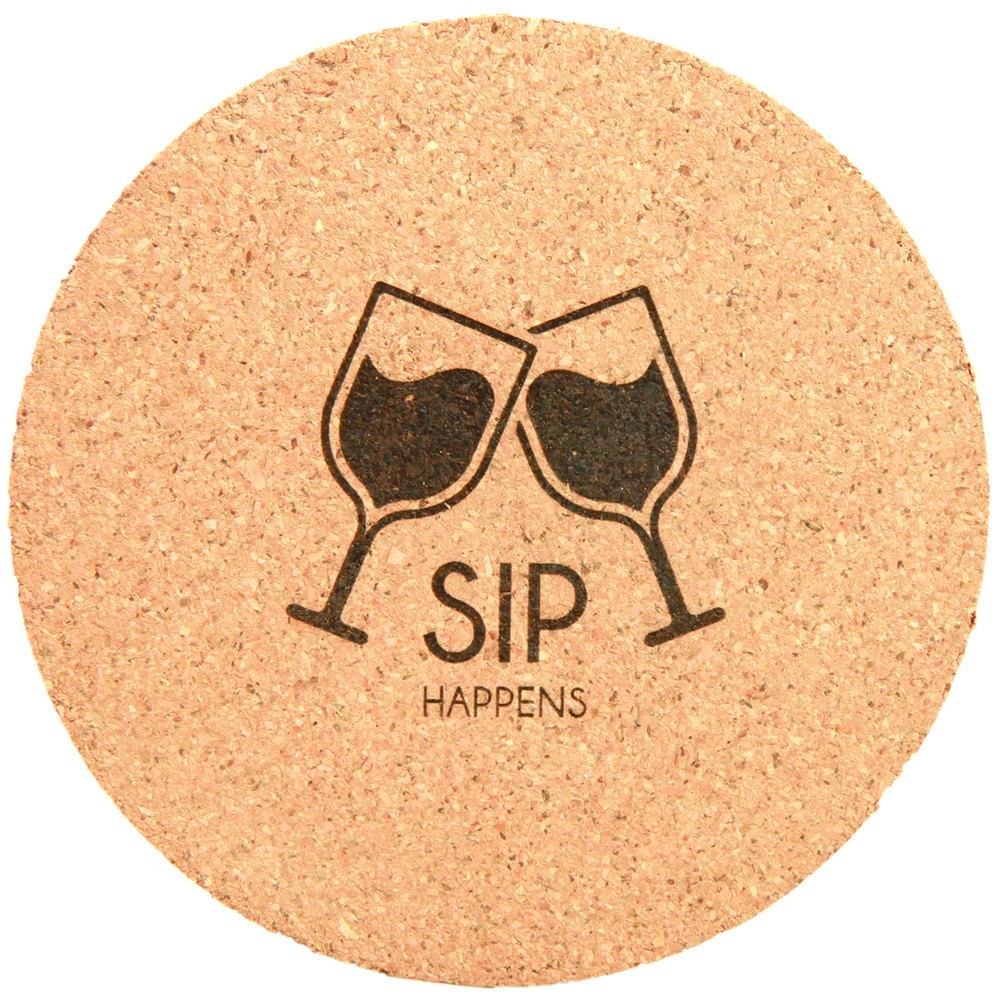 4" Round Cork Coaster with Logo