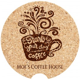 Logo Branded 4" Round Laserable Cork Car Coaster